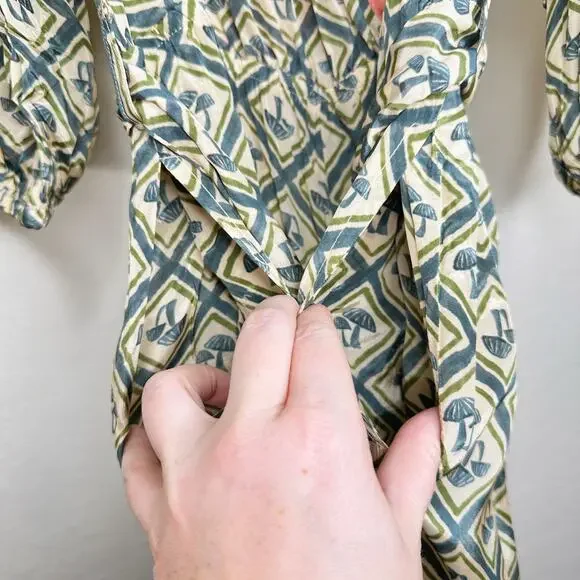 NWT Anthropologie Farm Rio V Neck Sheer Mushroom Print Wide Leg Jumpsuit Medium - Picture 6 of 16